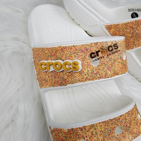 NWT Classic Crocs Size 7 Orange Sorbet Glitter Sandals - Picture 2 of 4